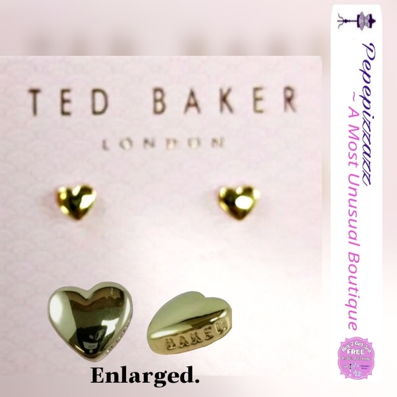NWT 3PC Ted baker london SET Chunky heart necklace & Earrings. - Picture 2 of 14